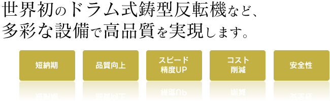 世界初のドラム式鋳型反転機など、多彩な設備で高品質を実現します。